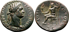 Roman Empire Domitian AD 90-91 Æ Sestertius About Extremely Fine