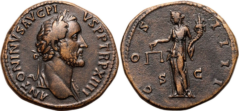 Roman Empire Antoninus Pius AD 148-149 Æ Sestertius Good Very Fine; boasting a b...