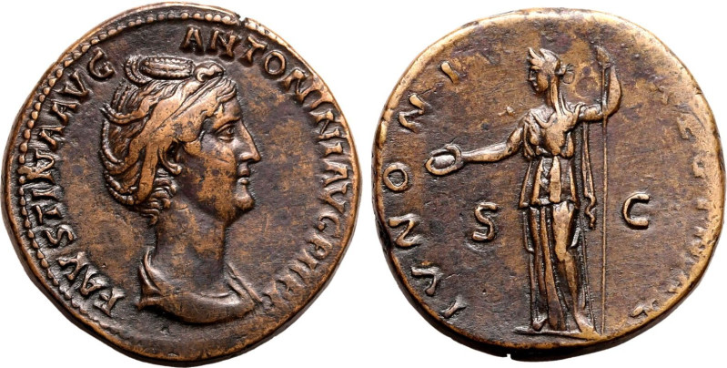 Roman Empire Faustina I (wife of Antoninus Pius) AD 139-141 Æ Sestertius Extreme...