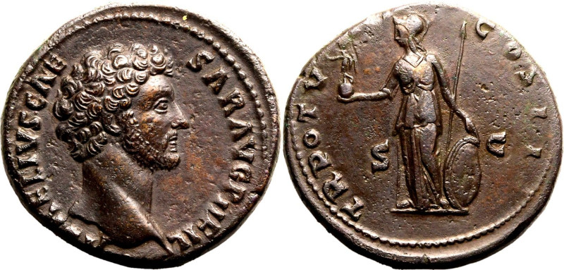 Roman Empire Marcus Aurelius (Caesar) AD 152-153 Æ Sestertius About Extremely Fi...