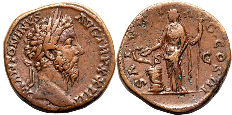 Roman Empire Marcus Aurelius AD 169-170 Æ Sestertius About Good Very Fine; attra...