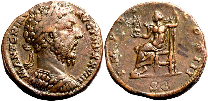 Roman Empire Marcus Aurelius AD 173-174 Æ Sestertius About Good Very Fine; pen m...