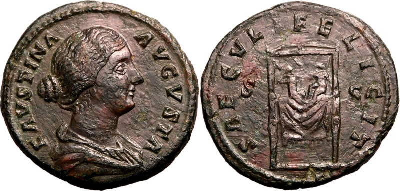 Roman Empire Faustina II (wife of Marcus Aurelius) AD 161-161 Æ As Good Very Fin...