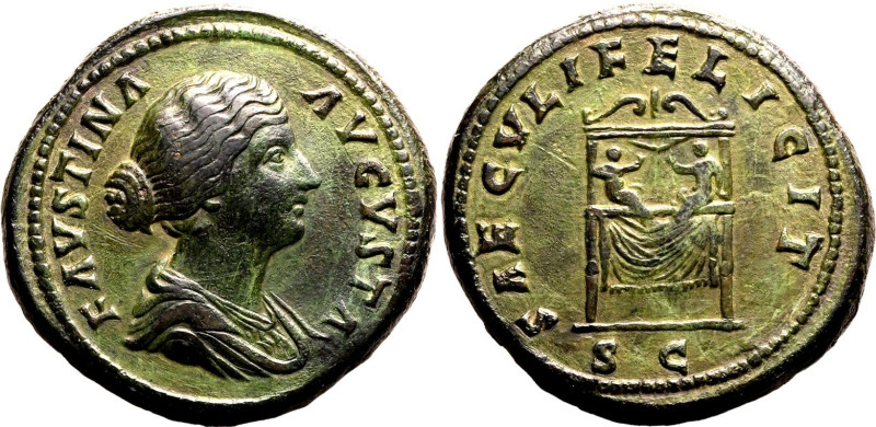 Roman Empire Faustina II (wife of Marcus Aurelius) AD 161-161 Æ Sestertius Good ...