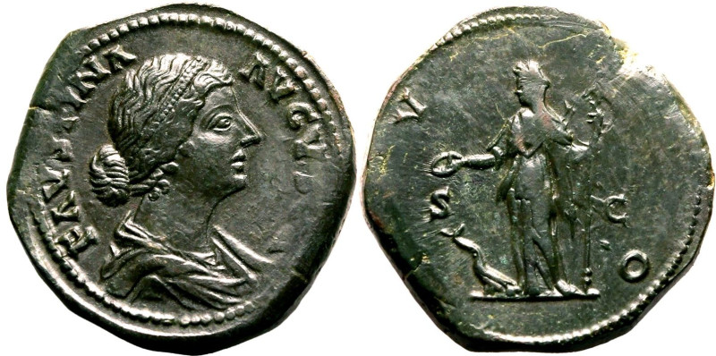 Roman Empire Faustina II (wife of Marcus Aurelius) AD 161-176 Æ Sestertius Good ...