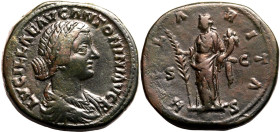 Roman Empire Lucilla (daughter of Marcus Aurelius) AD 161-162 Æ Sestertius Very Fine; superb dark green patina