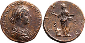Roman Empire Lucilla (daughter of Marcus Aurelius) AD 161-162 Æ Sestertius Extremely Fine; an outstanding specimen, wonderful in hand
