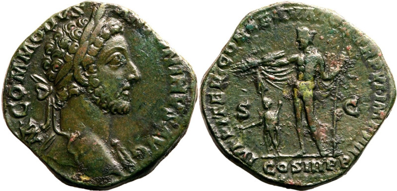 Roman Empire Commodus AD 181 Æ Sestertius Good Very Fine; an excellent example o...