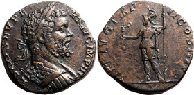 Roman Empire Septimius Severus AD 194 Æ Sestertius Very Fine; smoothed and tooled, a strong military portrait