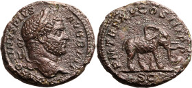 Roman Empire Caracalla AD 212 Æ As Good Very Fine; rev. plugged