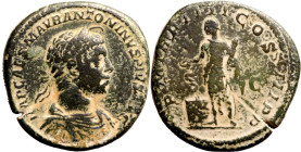 Roman Empire Elagabalus AD 221 Æ Sestertius Good Fine; double struck on rev