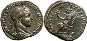 Roman Empire Severus Alexander AD 223 Æ Sestertius About Extremely Fine; a splendid example with a glossy brown patina