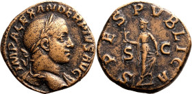 Roman Empire Severus Alexander AD 232 Æ Sestertius Good Very Fine; smoothed and lightly tooled