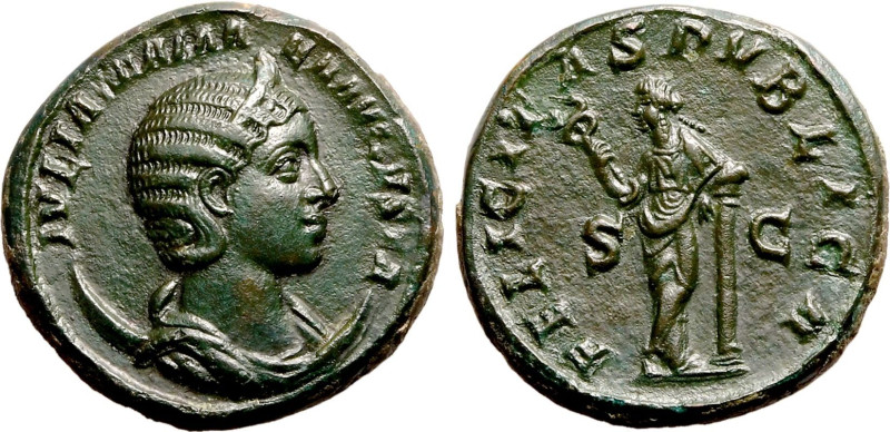 Roman Empire Julia Mamaea (mother of Severus Alexander) AD 228 Æ Dupondius Extre...