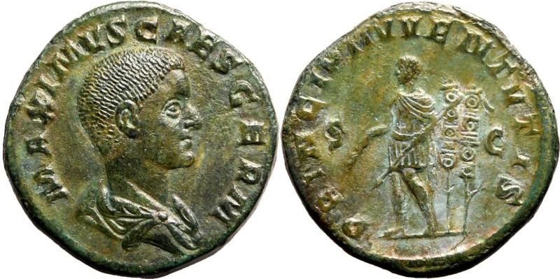 Roman Empire Maximus (Caesar) AD 236 Æ Sestertius Good Very Fine; light smoothin...