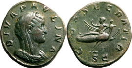 Roman Empire Diva Paulina (wife of Maximinus I) after AD 236 Æ Sestertius About Good Very Fine; attractive patina