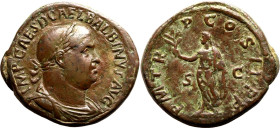 Roman Empire Balbinus AD 238 Æ Sestertius About Good Very Fine; tooled, cleaning marks, splendid light brown patina