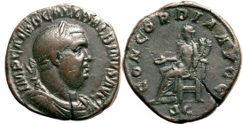 Roman Empire Balbinus AD 238 Æ Sestertius Very Fine; flan crack, clear, bold portrait