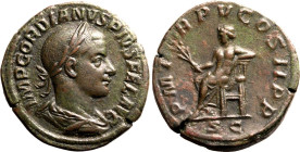 Roman Empire Gordian III AD 242 Æ Sestertius Good Very Fine; attractive dark brown/green patina
