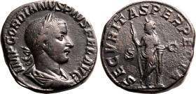 Roman Empire Gordian III AD 243-244 Æ Sestertius About Good Very Fine; minor die shift to rev