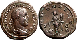 Roman Empire Philip I AD 244-249 Æ Sestertius About Good Very Fine; attractive brown patina