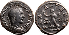 Roman Empire Philip I AD 244-249 Æ Sestertius Very Fine; pleasant dark brown patina