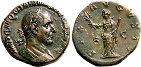 Roman Empire Trajan Decius AD 249 Æ Sestertius Extremely Fine; minor die shift, otherwise an attractive specimen