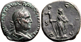 Roman Empire Trajan Decius AD 249 Æ Sestertius Very Fine; smoothed rev. field