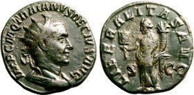Roman Empire Trajan Decius AD 249-251 Æ Dupondius Very Fine; smoothed