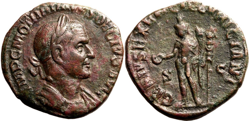 Roman Empire Trajan Decius AD 249-251 Æ Sestertius Very Fine; tooled, mottled pa...