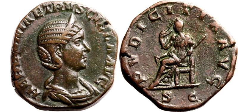 Roman Empire Herennia Etruscilla (wife of Trajan Decius) AD 249-251 Æ Sestertius...