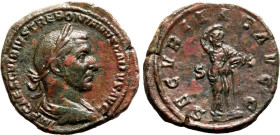 Roman Empire Trebonianus Gallus AD 251-253 Æ Sestertius Good Very Fine; bold portrait and mottled patina