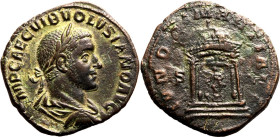 Roman Empire Volusian AD 251-253 Æ Sestertius Very Fine; roughness to rev., pleasant green patina