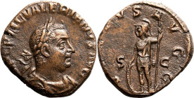 Roman Empire Valerian I AD 254 Æ Sestertius Good Very Fine; lightly smoothed, a fine portrait of Valerian