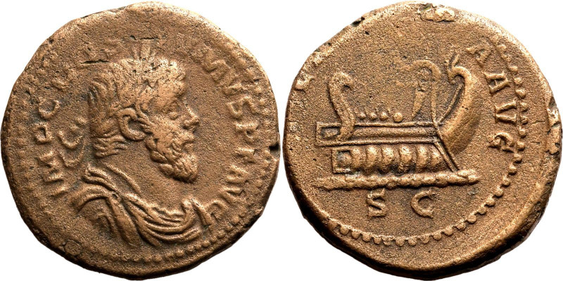 Roman Empire Postumus AD 261 Æ Sestertius Very Fine; grainy surfaces, rev. struc...