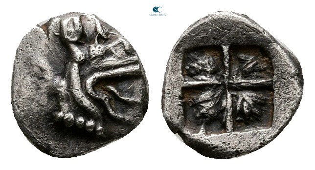 Ionia. Teos circa 540-500 BC. 
Tetartemorion AR

7 mm, 0,28 g



Very Fin...