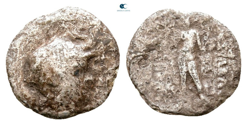 Bactria. Greco-Bactrian Kingdom. Demetrios I Aniketos 200-185 BC. 
Obol AR

1...