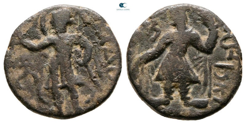 Kushan Empire. Kanishka I AD 127-152. Mao on rev.
Drachm Æ

17 mm, 4,05 g

...