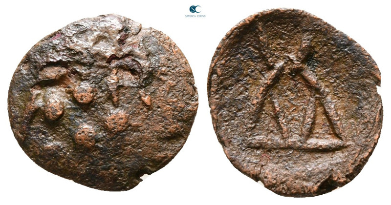 India. Post Mauryan (Punjab) 185-168 BC. 
Bronze Æ

14 mm, 0,80 g



Good...