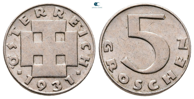 Austria. AD 1931.
5 Groschen NI

17 mm, 3,04 g



Extremely Fine