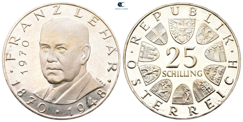 Austria. AD 1970.
25 Schilling AR

30 mm, 13,20 g



Nearly Uncirculated