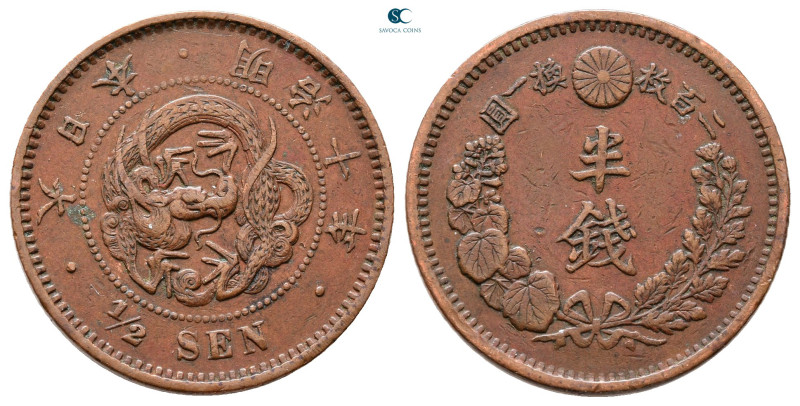 Japan. Mutsuhito (Meiji) AD 1867-1912.
1/2 Sen Cu 1877

22 mm, 3,53 g



...