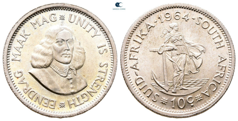 South Africa. AD 1964.
10 Cents AR

24 mm, 5,61 g



Nearly Uncirculated