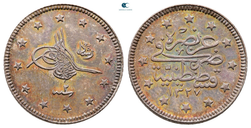 Turkey. Qustantînîya (Constantinople). Muhammad V AD 1909-1918.
2 Kurush AR

...