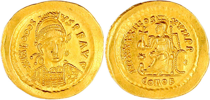 Kaiserzeit
Theodosius II., 408-450
Solidus 430/440, Constantinopel. Gepanzerte...