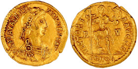 Kaiserzeit
Valentinian III., 425-455
Solidus 426/430, Ravenna. 4,42 g. vorzüglich, kl. Randfehler. RIC 2018.