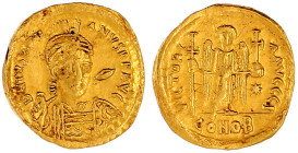 Kaiserreich
Justinian I., 527-565
Solidus 527/538, Constantinopel, 10. Offizin. 4,34 g. sehr schön/vorzüglich Exemplar Artemide Aste Auktion 62, Nr....