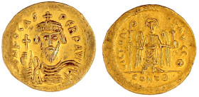 Kaiserreich
Focas, 602-610
Solidus 602/610, Constantinopel, 9. Offizin. 4,49 g. vorzüglich Exemplar Münzzentrum Rheinland Auktion 194, Nr. 1112. Sea...