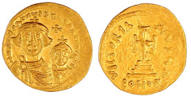 Kaiserreich
Heraclius, 610-641
Solidus 616/625 Constantinopel. 4. Offizin. Büsten von Heraclius und Heraclius Constantin, darüber Kreuz/Stufenkreuz....
