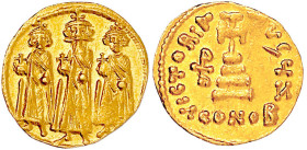 Kaiserreich
Heraclius, 610-641
Solidus 639/641, Constantinopel, 7. Offizin, 1. Indiktion. Heraclius, Heraclius Constantin und Heraclonas stehen nebe...